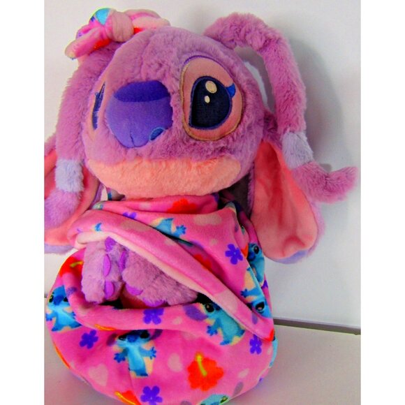 Disney Parks Lilo & Stitch Baby Angel Tropical Hoodie Blanket Pouch Plush - Picture 6 of 9